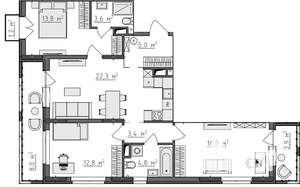 3-к квартира, вторичка, 89м2, 5/9 этаж
