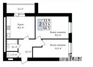 2-к квартира, вторичка, 67м2, 13/14 этаж