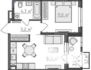 1-к квартира, вторичка, 40м2, 2/9 этаж