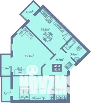 3-к квартира, строящийся дом, 83м2, 5/7 этаж