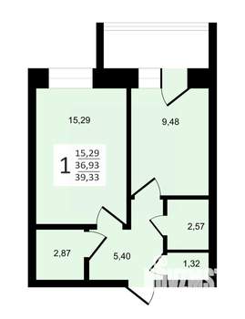 1-к квартира, вторичка, 37м2, 10/10 этаж