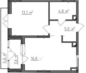 1-к квартира, вторичка, 43м2, 3/9 этаж