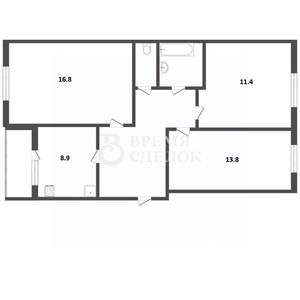 3-к квартира, вторичка, 66м2, 1/5 этаж