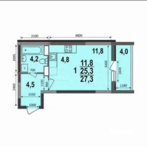 Студия квартира, строящийся дом, 27м2, 8/17 этаж