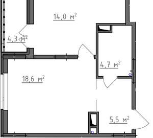 1-к квартира, вторичка, 45м2, 8/9 этаж