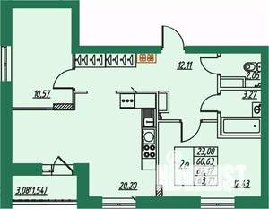 2-к квартира, вторичка, 62м2, 2/8 этаж