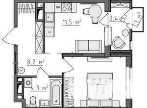 1-к квартира, вторичка, 38м2, 4/9 этаж