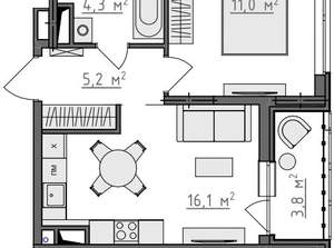 1-к квартира, вторичка, 39м2, 9/9 этаж