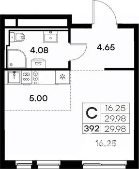 Студия квартира, вторичка, 30м2, 7/17 этаж