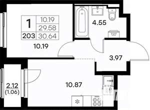 1-к квартира, вторичка, 31м2, 2/17 этаж