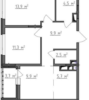 2-к квартира, вторичка, 60м2, 6/9 этаж