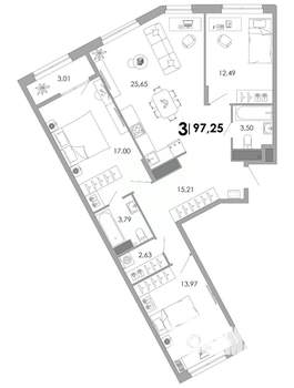 3-к квартира, вторичка, 97м2, 15/17 этаж