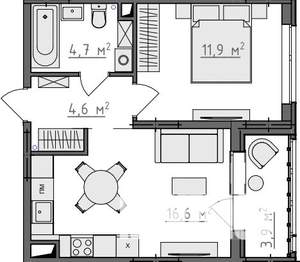 1-к квартира, вторичка, 40м2, 5/9 этаж