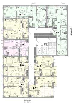 2-к квартира, вторичка, 61м2, 7/16 этаж