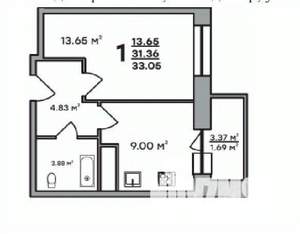 1-к квартира, вторичка, 34м2, 12/18 этаж