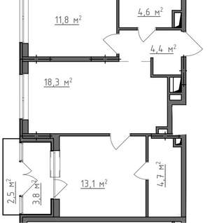 2-к квартира, вторичка, 60м2, 3/9 этаж