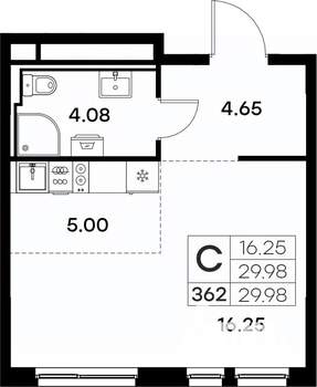Студия квартира, вторичка, 30м2, 4/17 этаж