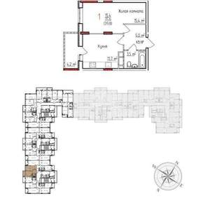1-к квартира, строящийся дом, 40м2, 2/17 этаж