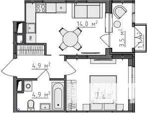 1-к квартира, вторичка, 37м2, 3/9 этаж
