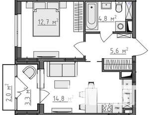 1-к квартира, вторичка, 40м2, 3/9 этаж