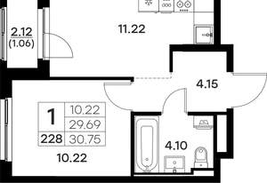 1-к квартира, вторичка, 31м2, 4/17 этаж