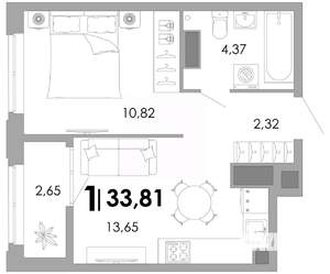 1-к квартира, вторичка, 34м2, 16/17 этаж
