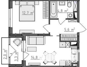 1-к квартира, вторичка, 40м2, 3/9 этаж