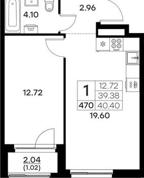1-к квартира, вторичка, 40м2, 4/17 этаж