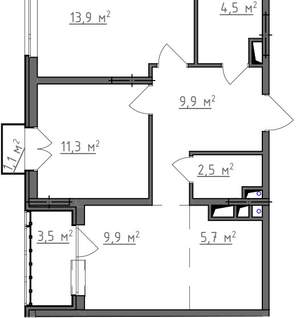 2-к квартира, вторичка, 60м2, 5/9 этаж