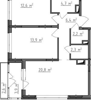 2-к квартира, вторичка, 66м2, 5/9 этаж