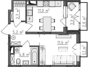 1-к квартира, вторичка, 38м2, 5/9 этаж