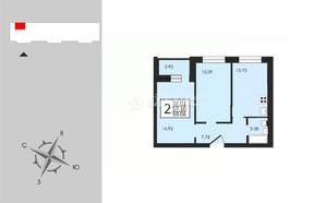 2-к квартира, вторичка, 61м2, 8/8 этаж