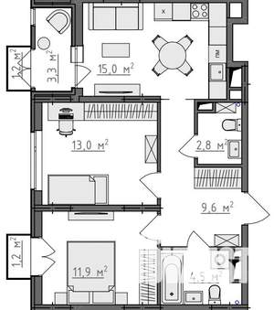 2-к квартира, вторичка, 59м2, 7/9 этаж