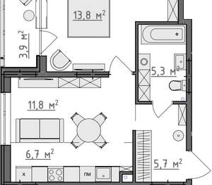 1-к квартира, вторичка, 45м2, 1/9 этаж