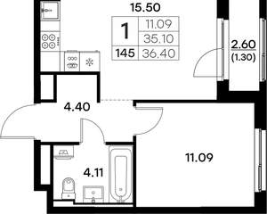 1-к квартира, вторичка, 36м2, 13/17 этаж