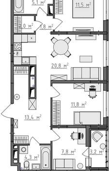 3-к квартира, вторичка, 80м2, 7/9 этаж