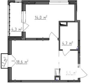 1-к квартира, вторичка, 45м2, 5/9 этаж