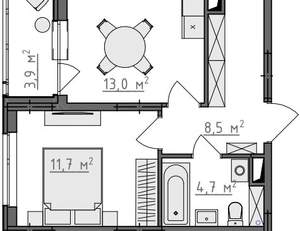 1-к квартира, вторичка, 40м2, 7/9 этаж