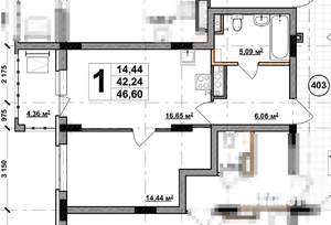 1-к квартира, сданный дом, 47м2, 7/8 этаж