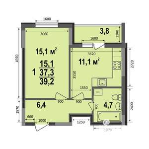 1-к квартира, строящийся дом, 39м2, 1/17 этаж