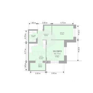 2-к квартира, вторичка, 62м2, 10/17 этаж