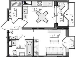 1-к квартира, вторичка, 38м2, 5/9 этаж