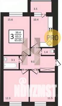 3-к квартира, сданный дом, 66м2, 3/4 этаж