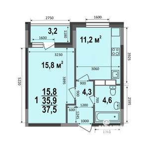 1-к квартира, строящийся дом, 38м2, 13/17 этаж