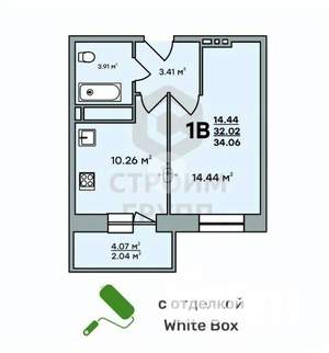 1-к квартира, вторичка, 34м2, 10/15 этаж