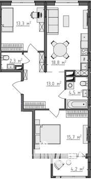 2-к квартира, вторичка, 70м2, 7/9 этаж