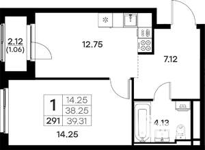 1-к квартира, вторичка, 39м2, 9/17 этаж