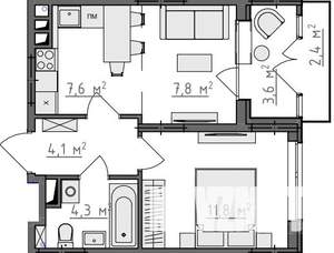 1-к квартира, вторичка, 38м2, 3/9 этаж