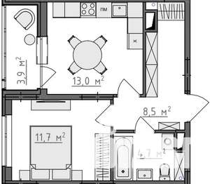 1-к квартира, вторичка, 40м2, 7/9 этаж
