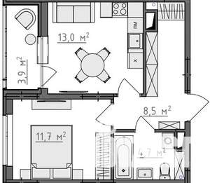 1-к квартира, вторичка, 40м2, 7/9 этаж
